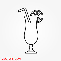 Cocktail icon vector, pictogram isolated on background. Symbol, logo illustration.