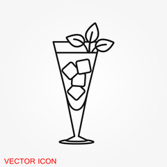 Cocktail icon vector, pictogram isolated on background. Symbol, logo illustration.