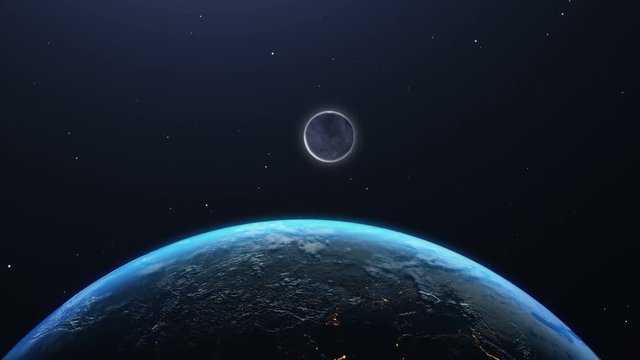 Animation of the Moon falling on the Earth