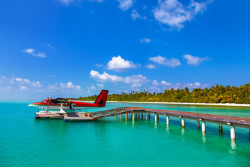 Fototapeta na wymiar Seaplane at Maldives