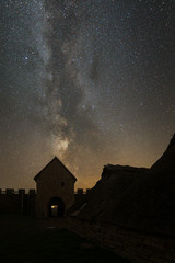 Milky way and gate to medieval fortress in Eketorp