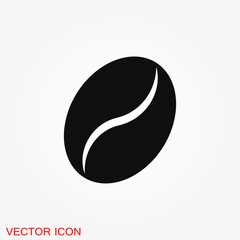Coffee bean icon. Flat vector illustration isolated on background.