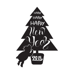 Obraz na płótnie Canvas Happy New Year 2019 Party Poster