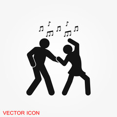 Dancing vector icon. Illustration on background, people dance