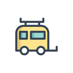 caravan icon vector with fill outline style