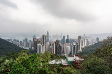 Fototapeta premium View of Hong Kong from Victoria Peak on a cloudy day