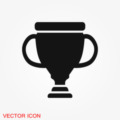 Trophy cup vector icon. Sport competition silhouette symbol.