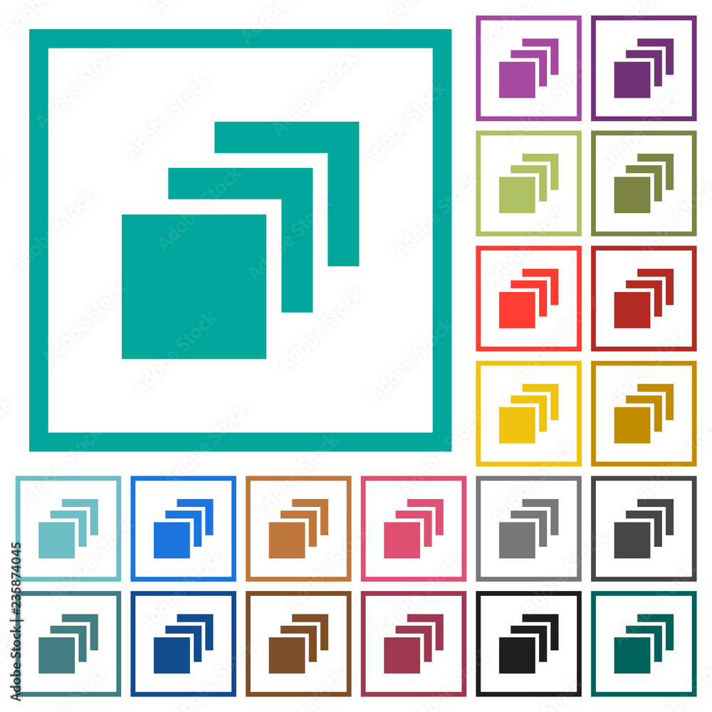 Poster multiple canvases flat color icons with quadrant frames