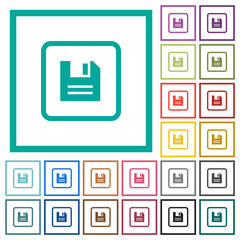 Save object flat color icons with quadrant frames