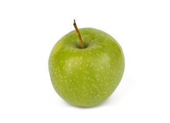 green fresh apple on white background