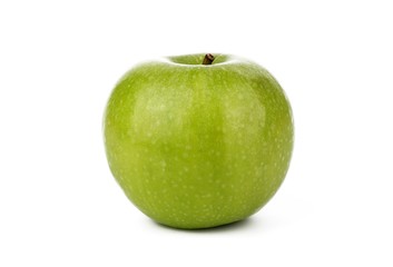 green fresh apple on white background