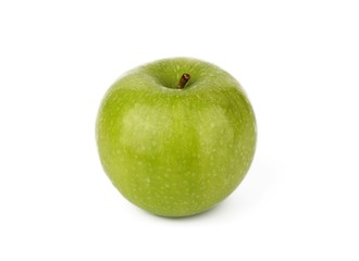 green fresh apple on white background