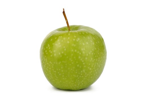 green fresh apple on white background