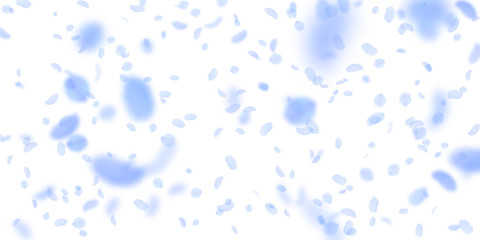 Dark blue flower petals falling down. Ravishing ro