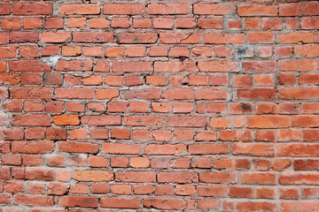 brick wall of old red color shot