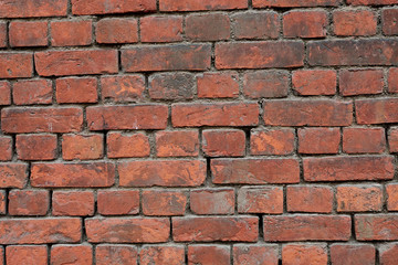 brick wall of old red color shot