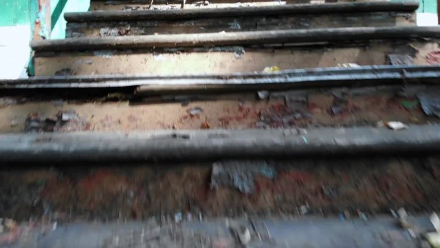 Old Paint on the Wooden Steps of an Abandoned Building,  USSR