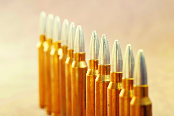 A row of ammunition