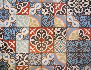Tissu par mètre Tuiles marocaines mur de tuiles colorées ornementales du portugal