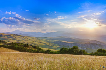 Sunset in mountains
