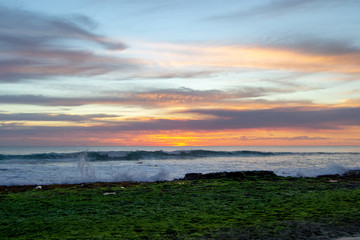 Landscape at sunset of a beach in winter in Australia. Beautifull colors