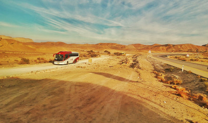 Obraz na płótnie Canvas Desert Bus Trip