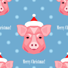 Polygonal head of a Pig. Symbol of year. Seamless background. Graphic element for design. Can be used for wallpaper, textile, invitation card, wrapping, web page background.