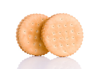 Two sandwich biscuits cookies isolateed on a white background