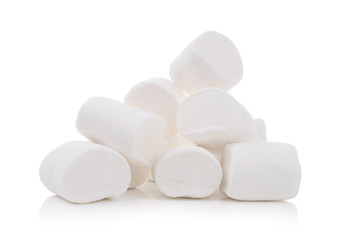 Fototapeta na wymiar Group of tasty white marshmallows isolated on white background