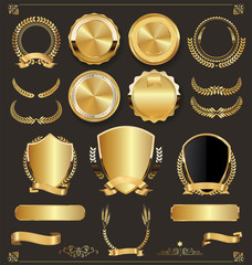 Luxury retro badges gold and silver collection - obrazy, fototapety, plakaty