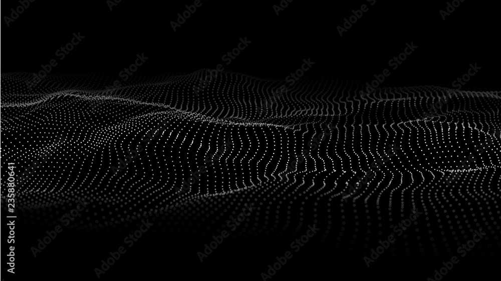 Aufkleber 3d abstract digital wave particles. futuristic vector illustration. abstract background.
