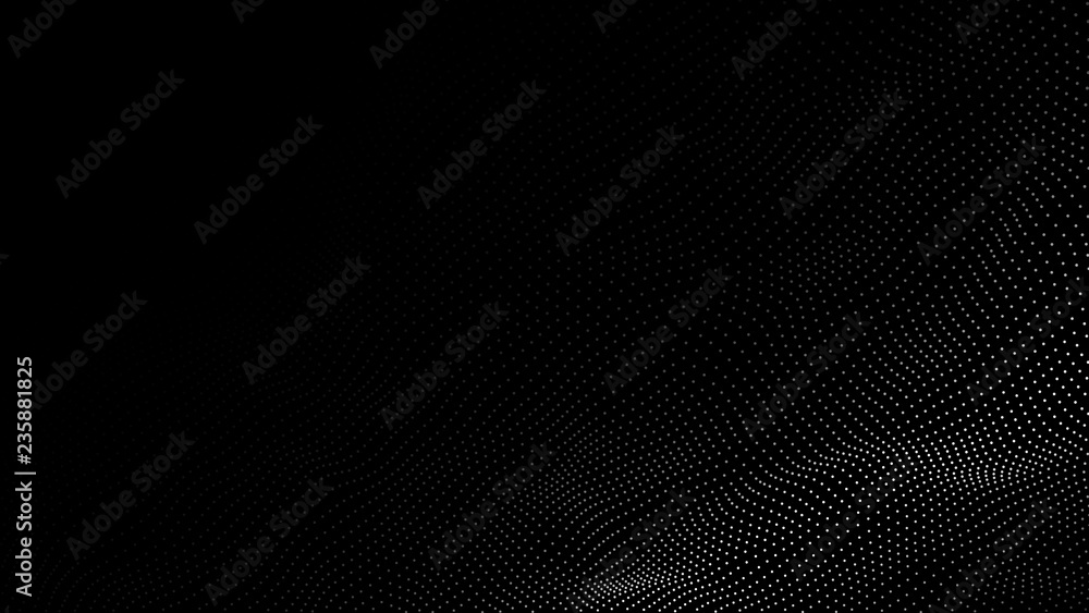 Poster futuristic dots pattern. imitation wave of particles. data visualization. vector illustration.