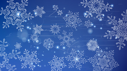 Snowflakes and festive lights - vector background with beautiful snowflakes that merrily shine and...