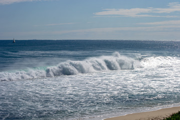 Waves landscape of a beach in North of Perth windy day lots of waves