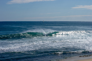 Waves landscape of a beach in North of Perth windy day lots of waves