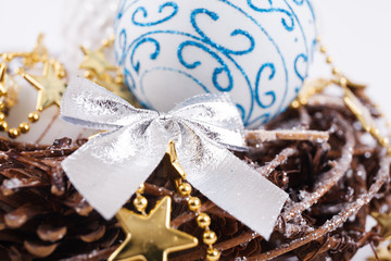 Christmas border of ornaments