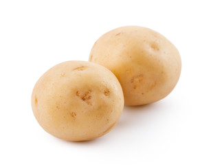 raw yellow potato isolated on white background