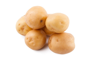 raw yellow potato isolated on white background