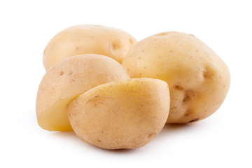 raw yellow potato isolated on white background