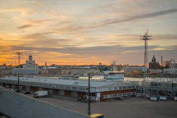 Fototapeta premium Sunset view of the south harbor, in Helsinki