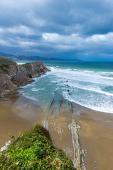 Panorama of the cliffs and the flysch of Zumaia, Basque Country