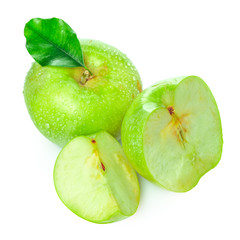 Ripe green apple isolated on a white background
