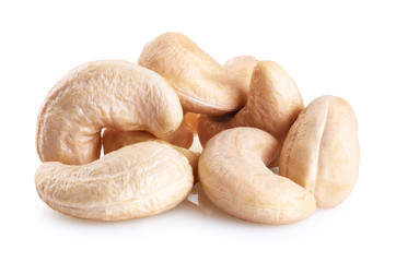 Cashew nuts isolated on white background.