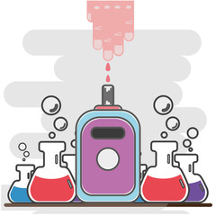 Control of diabetes. Using a blood glucose meter. Flat icon.