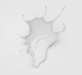 abstract white Milk splash crown background, 3d illustration.