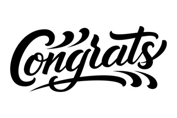 Hand drawn lettering Congrats. Vector Ink illustration. Typography poster on white background. Congratulation, celebration design template for cards, invitations, prints etc.