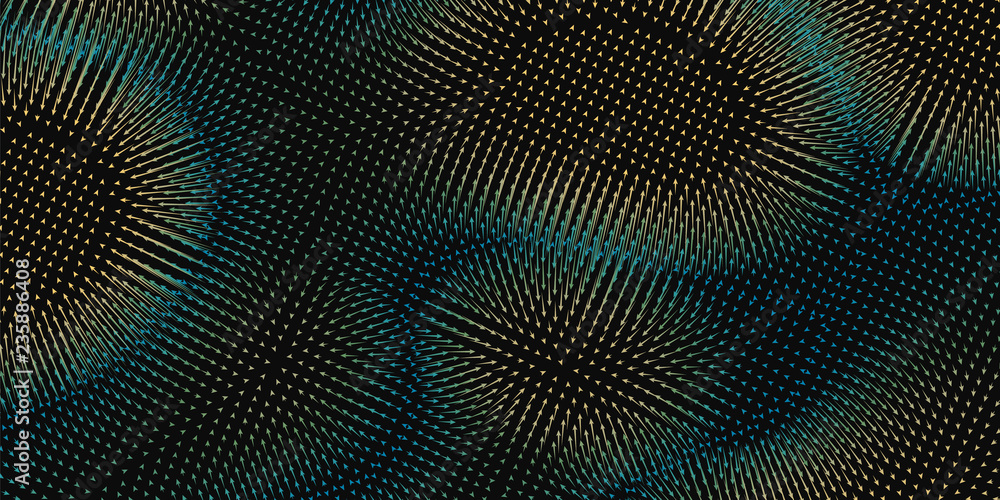 Poster vector colorful field visualization of forces. magnetic or gravitational fluctuations chart. science