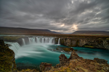 gullfoss waterfall at sunset, Iceland