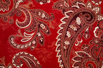 Red textured cloth with ornament