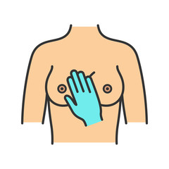 Breast palpation color icon